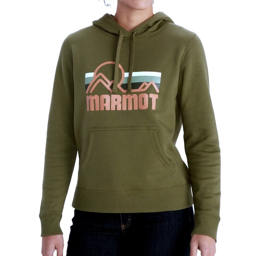 Marmot Mountain Works‎ Coastal Hoodie Womens Medium Green Graphic Sweatshirt